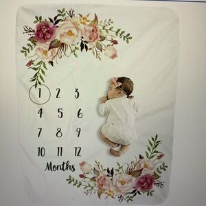 Baby Floral Milestone Blanket EUC